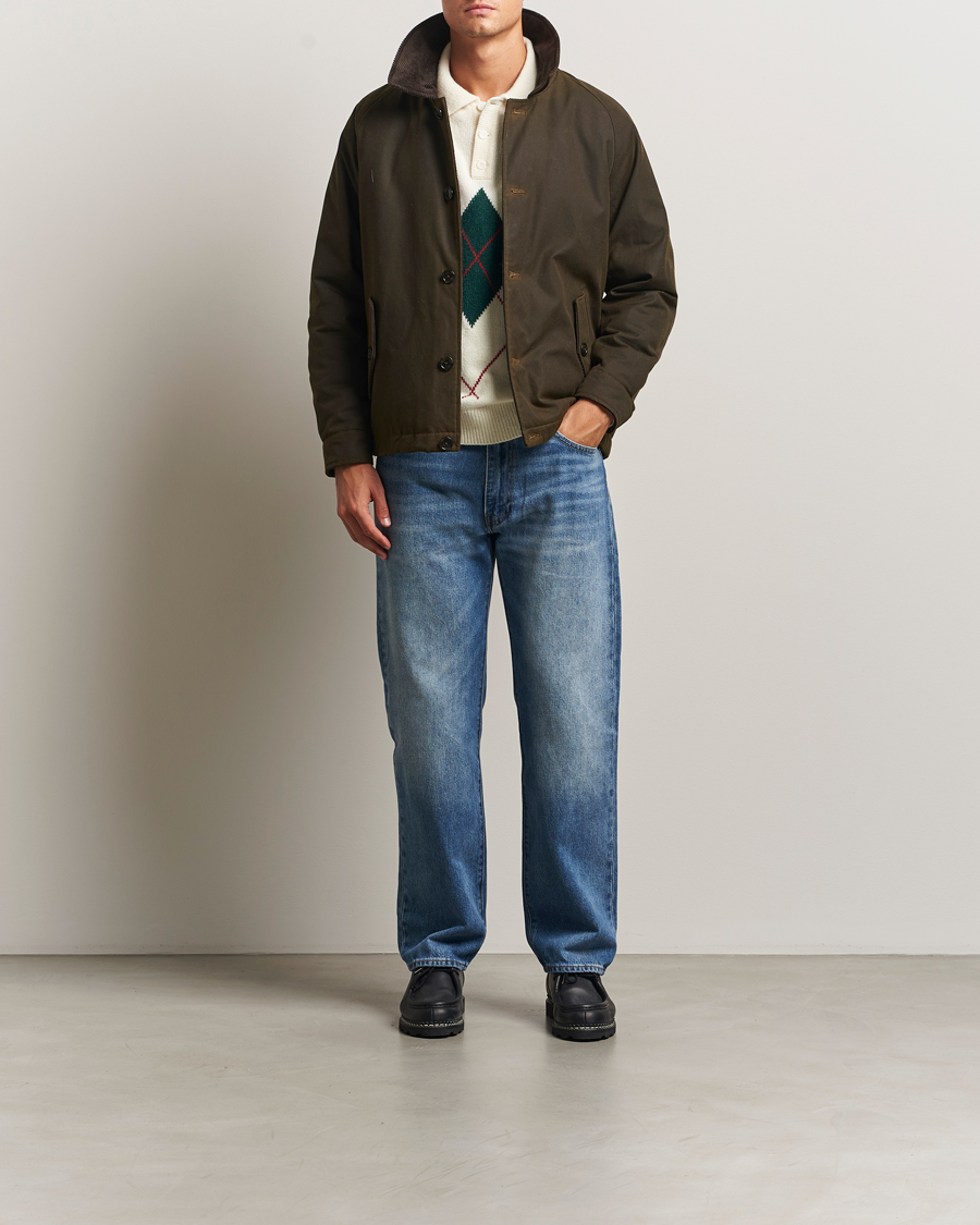 Uomini | Giacche | Baracuta | Waxed Sherling Lined Deck Jacket Deep Moss