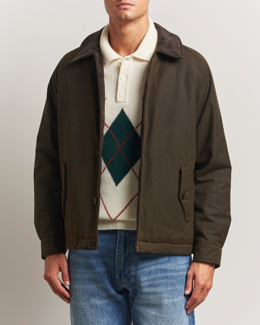 Uomini | Giacche | Baracuta | Waxed Sherling Lined Deck Jacket Deep Moss