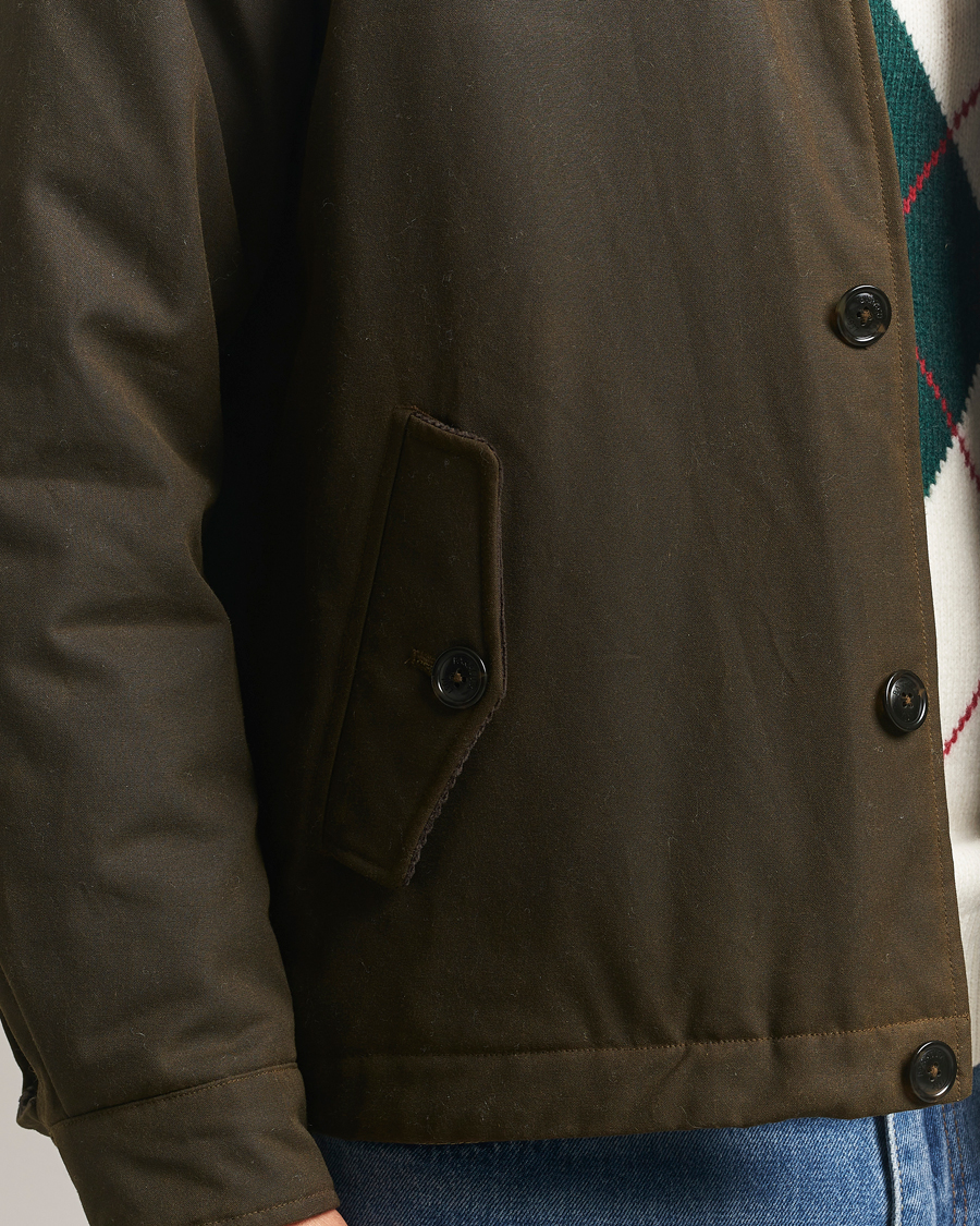 Uomini | Giacche | Baracuta | Waxed Sherling Lined Deck Jacket Deep Moss