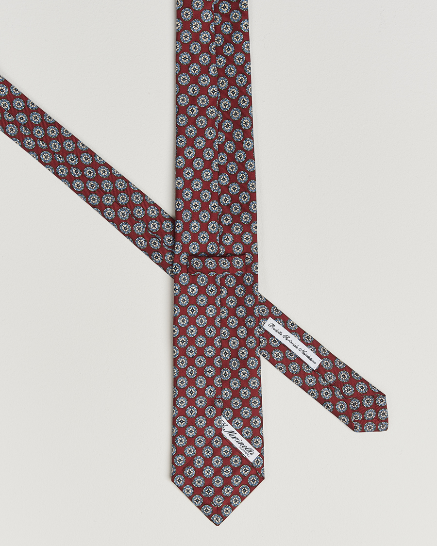 Uomini | E. Marinella 3-Fold Printed Silk Tie Burgundy | E. Marinella | 3-Fold Printed Silk Tie Burgundy