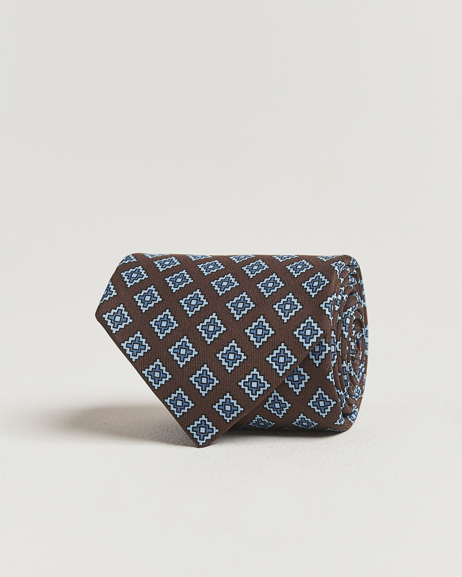 Uomini | E. Marinella Archivio 3-Fold Printed Silk Tie Brown | E. Marinella | Archivio 3-Fold Printed Silk Tie Brown