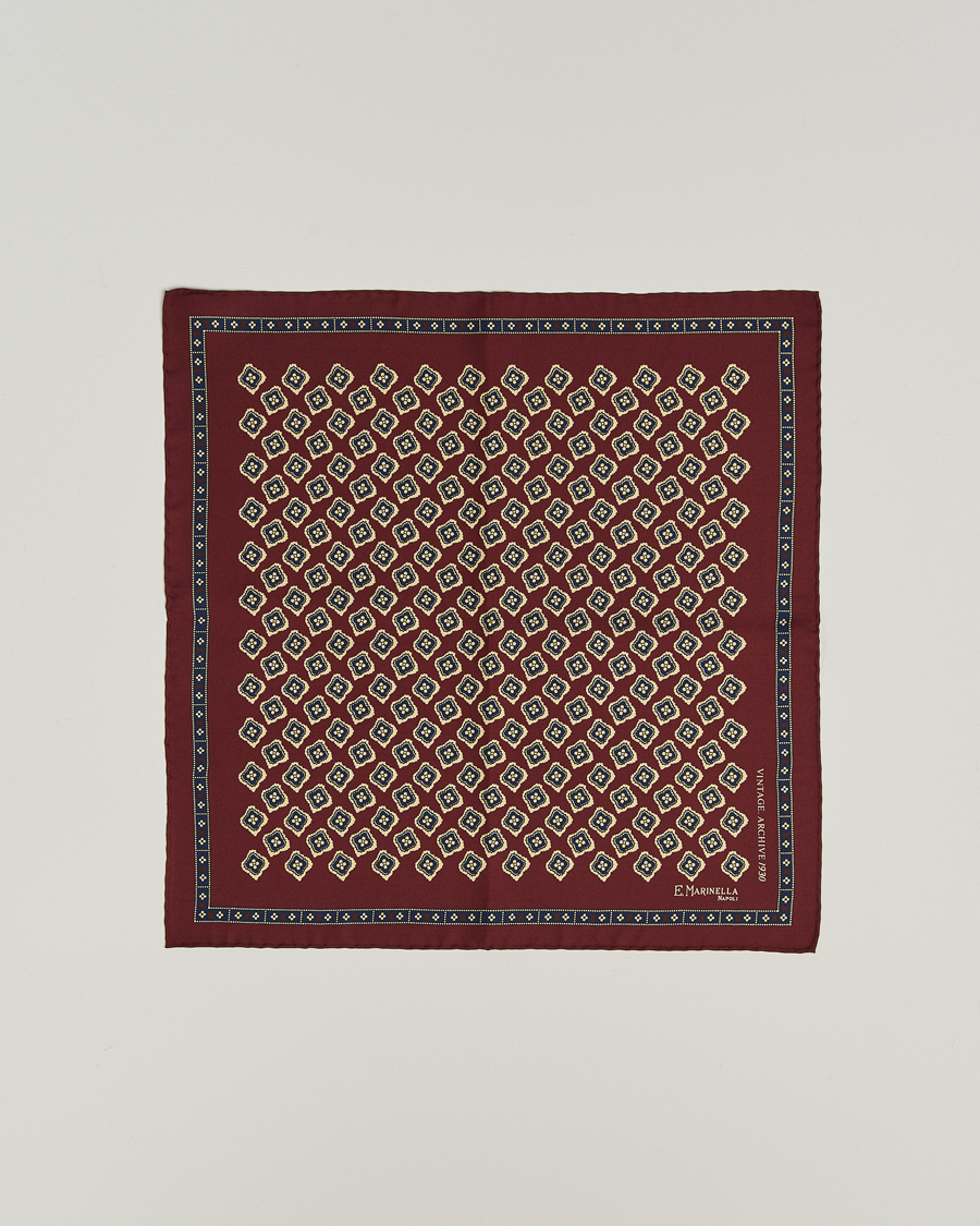 Uomini | E. Marinella Archivio Silk Pocket Square Burgundy | E. Marinella | Archivio Silk Pocket Square Burgundy