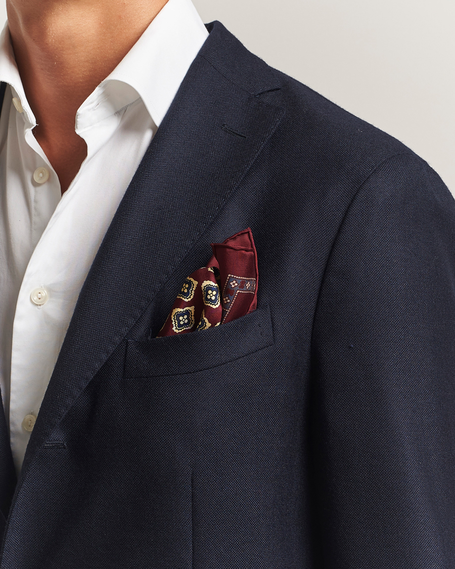 Uomini | E. Marinella Archivio Silk Pocket Square Burgundy | E. Marinella | Archivio Silk Pocket Square Burgundy