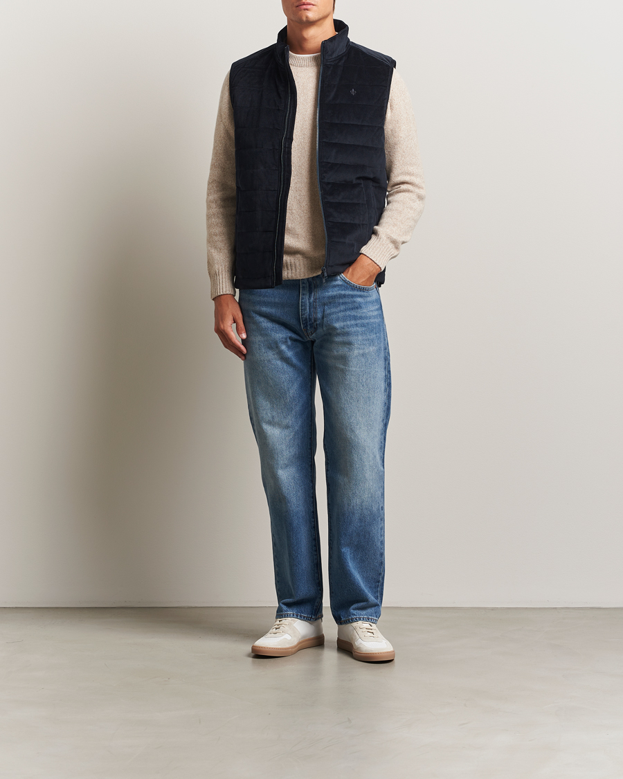 Uomini | Giacche | Morris | Ted Quilted Cord Vest Blue
