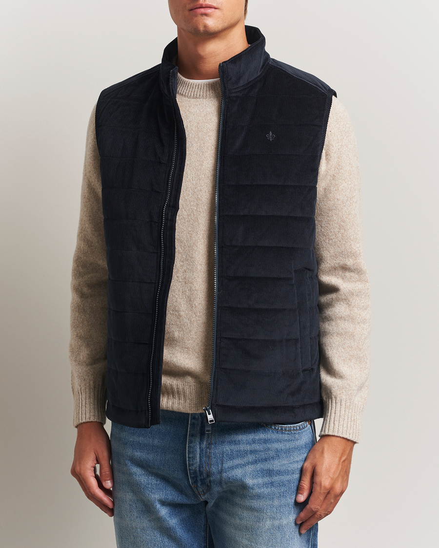 Uomini | Giacche | Morris | Ted Quilted Cord Vest Blue