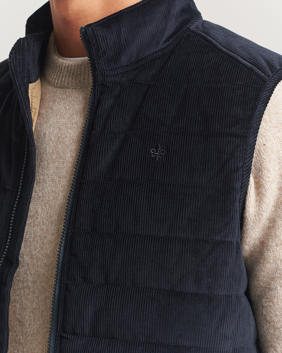 Uomini | Giacche | Morris | Ted Quilted Cord Vest Blue