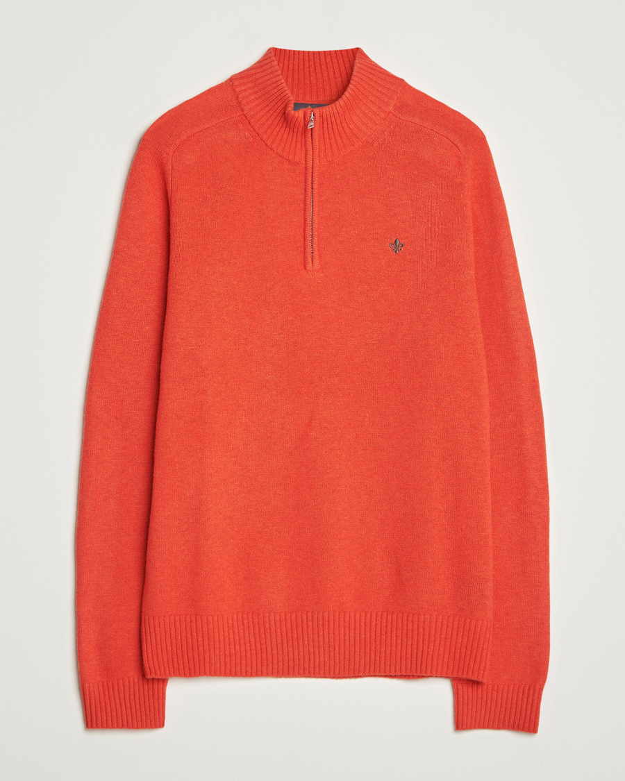Uomini | Maglieria | Morris | Hertford Lambswool Merino Half Zip Red