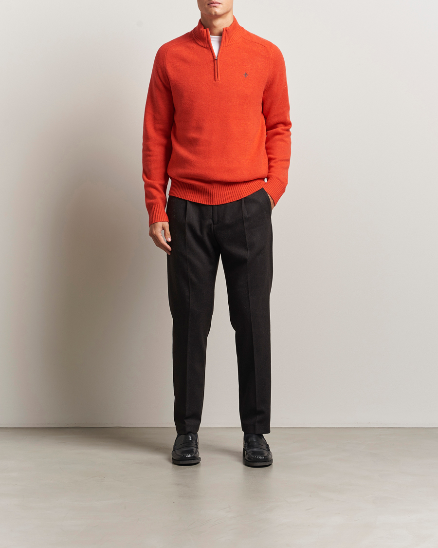 Uomini | Maglieria | Morris | Hertford Lambswool Merino Half Zip Red