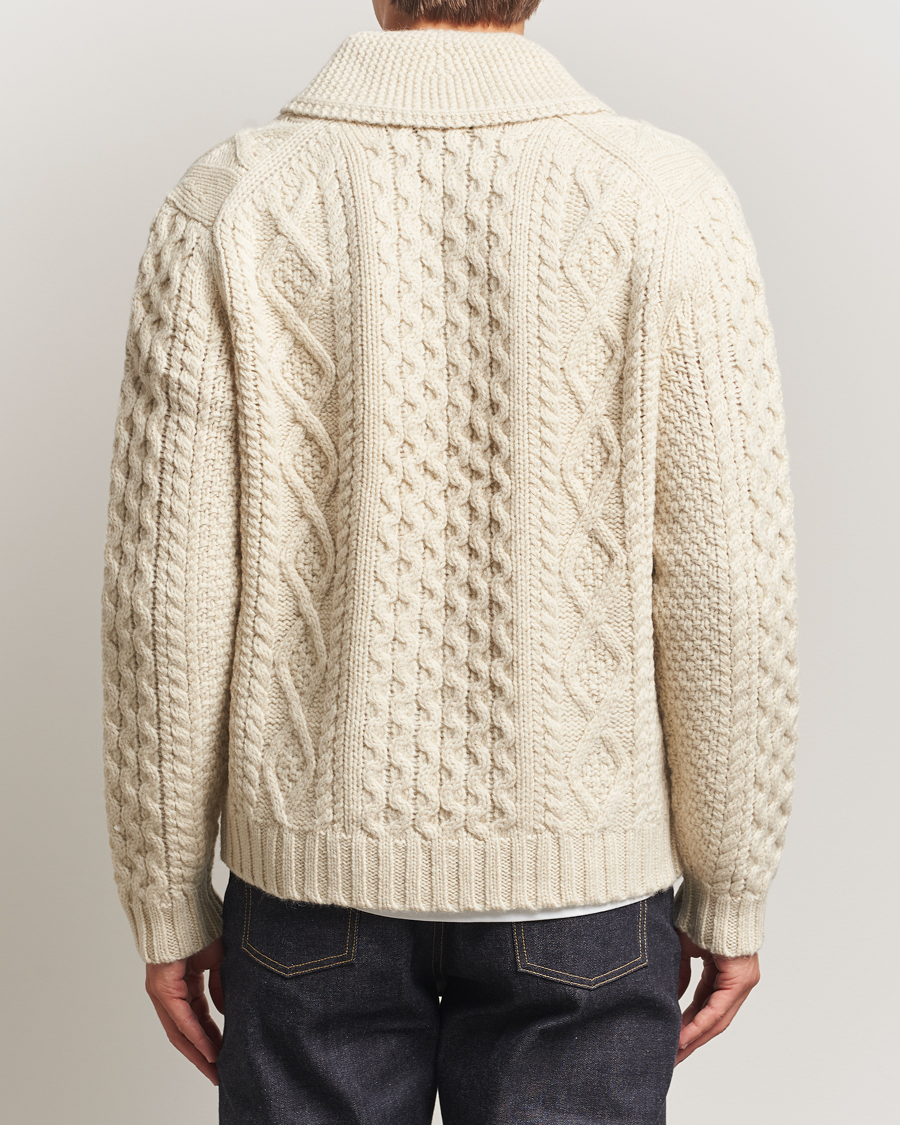 Uomini | Maglieria | Morris | Cornwall Cable Full Zip Jacket OfF White