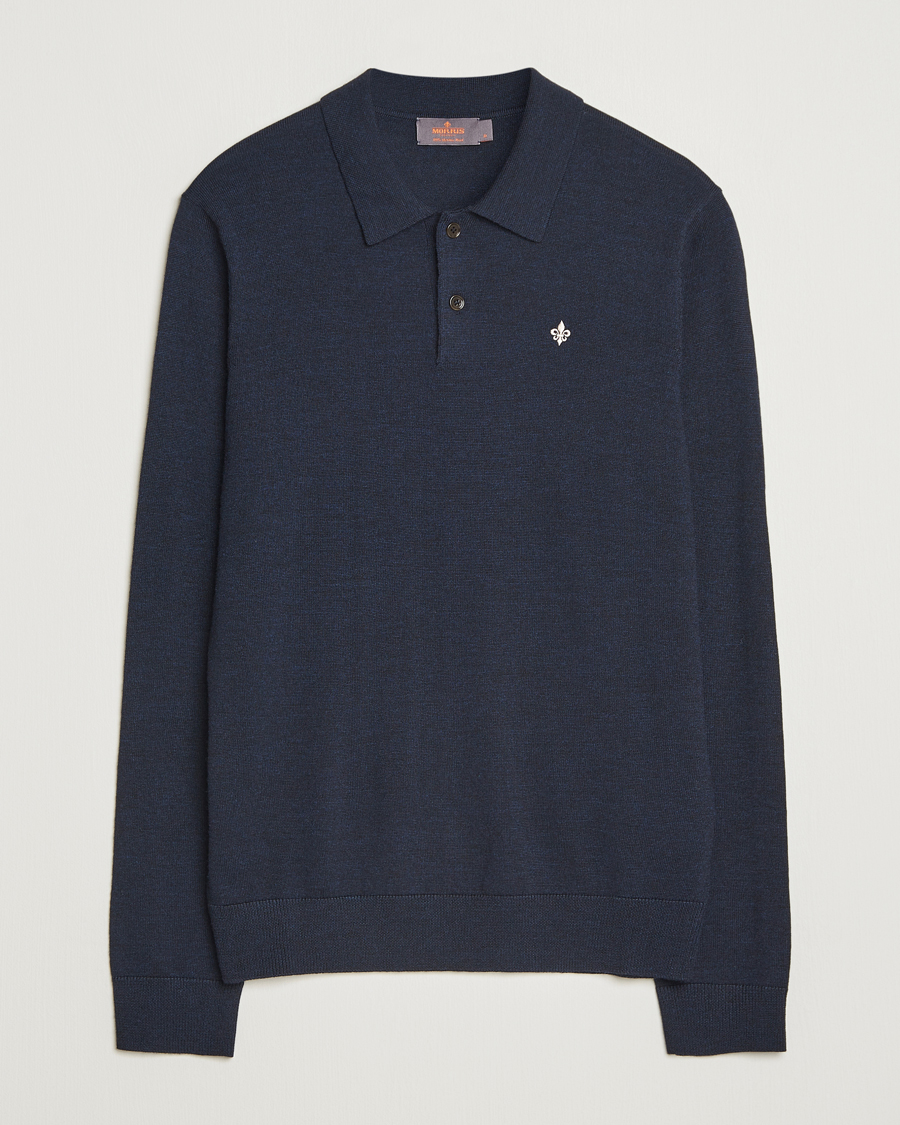 Uomini | Maglieria | Morris | Merino Polo Knit Navy