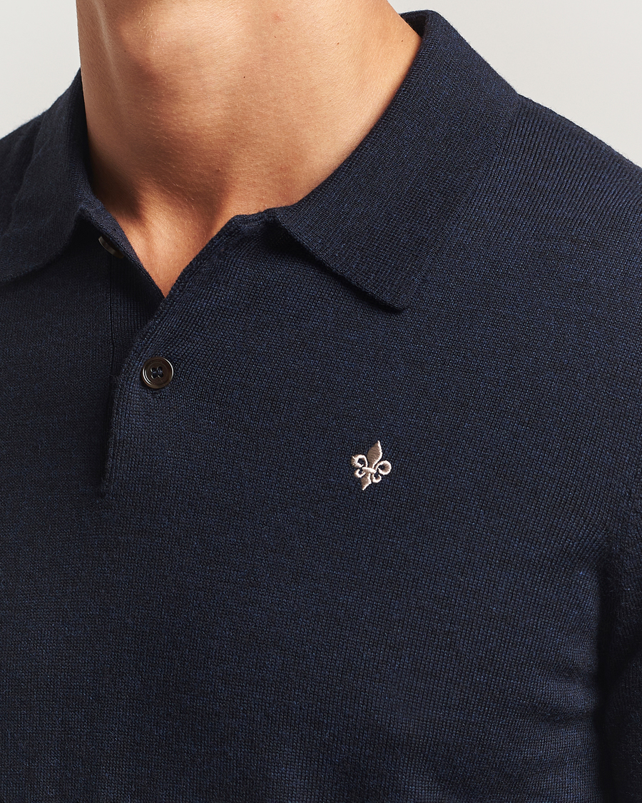 Uomini | Maglieria | Morris | Merino Polo Knit Navy