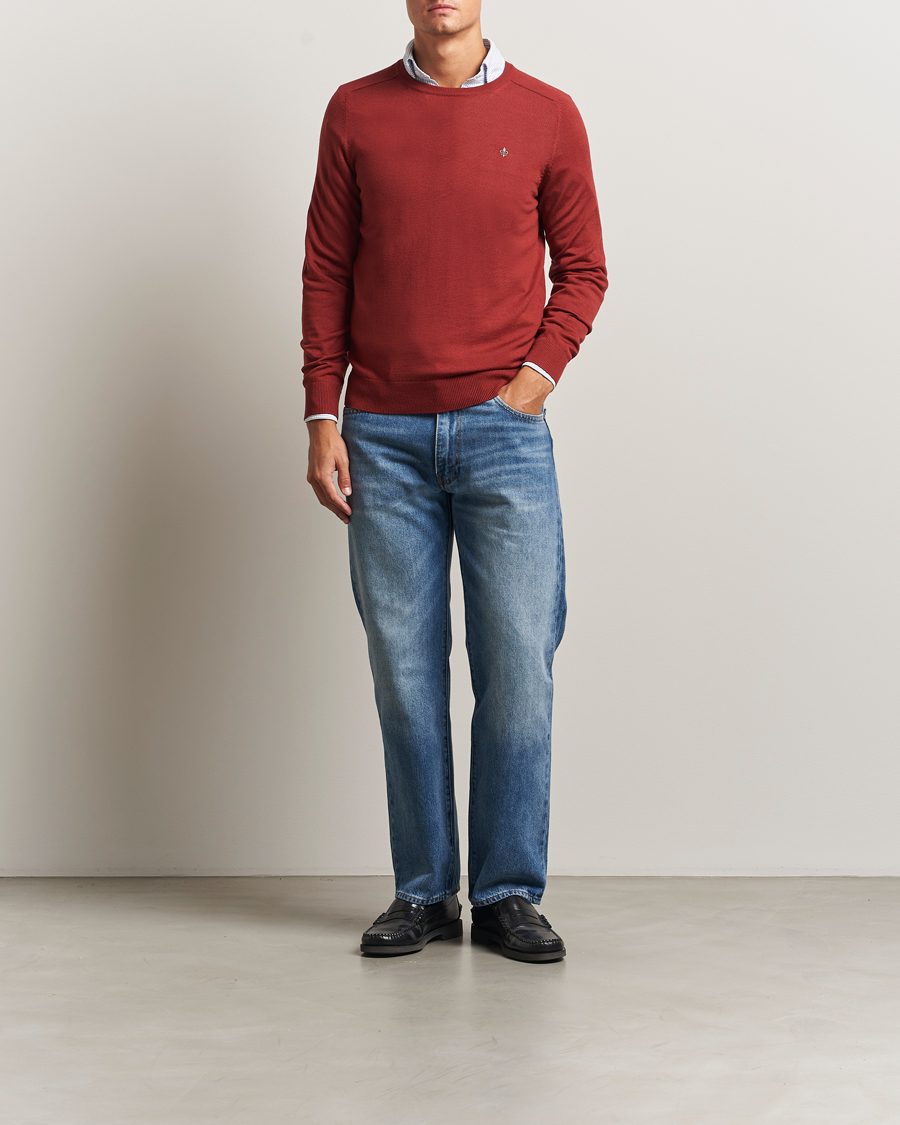 Uomini | Maglieria | Morris | Merino O-Neck Red