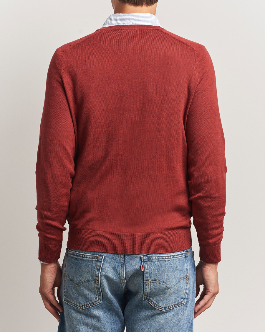 Uomini | Maglieria | Morris | Merino O-Neck Red