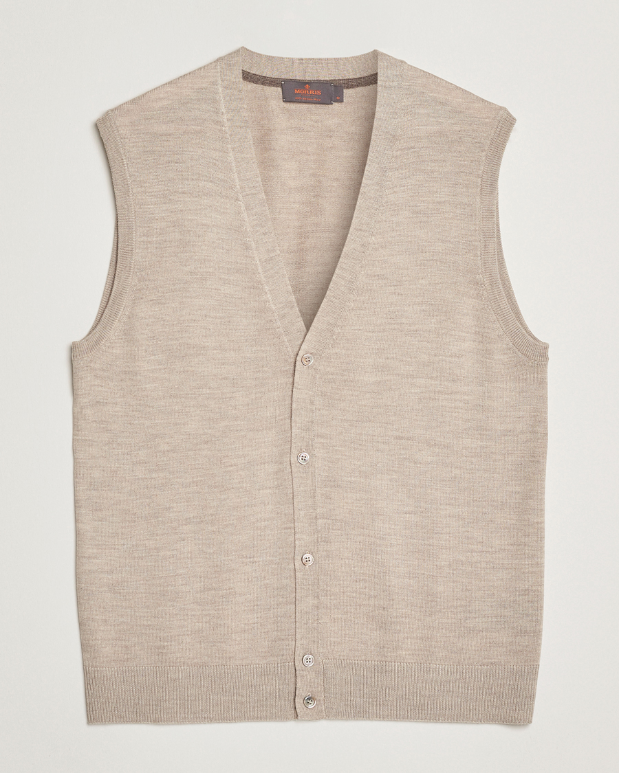 Uomini | Maglieria | Morris | Merino Slipover Vest Khaki