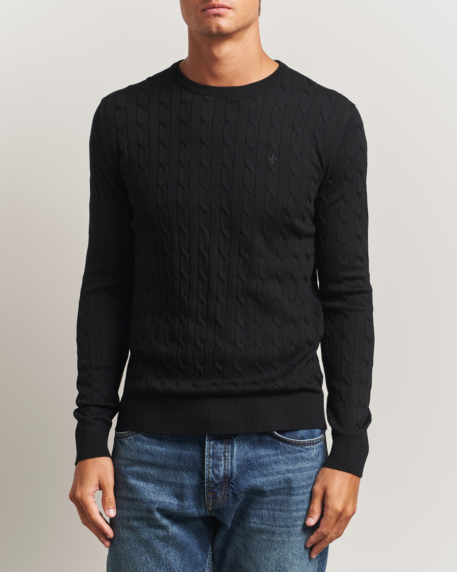 Uomini | Maglieria | Morris | Merino Cable O-Neck Black