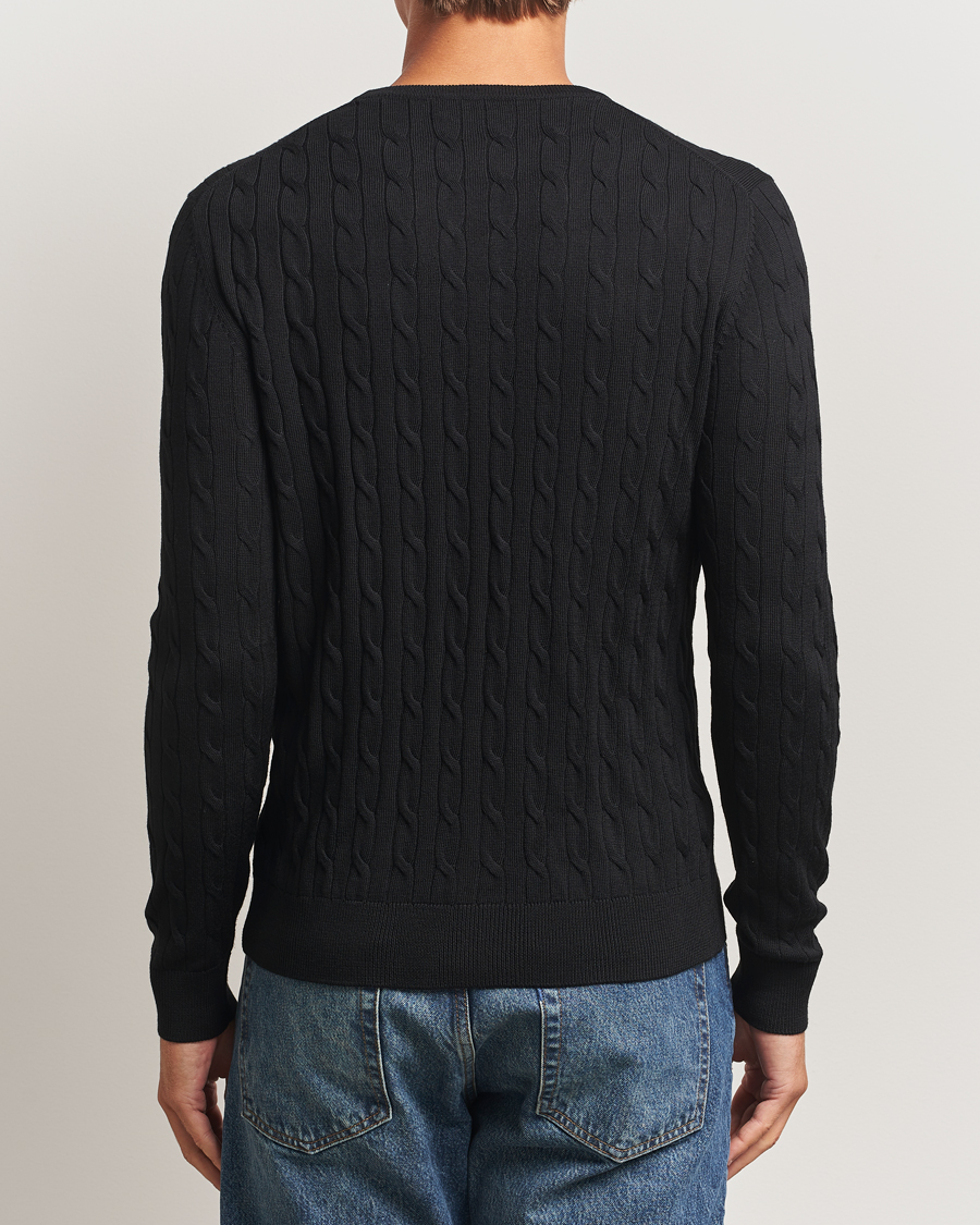 Uomini | Maglieria | Morris | Merino Cable O-Neck Black