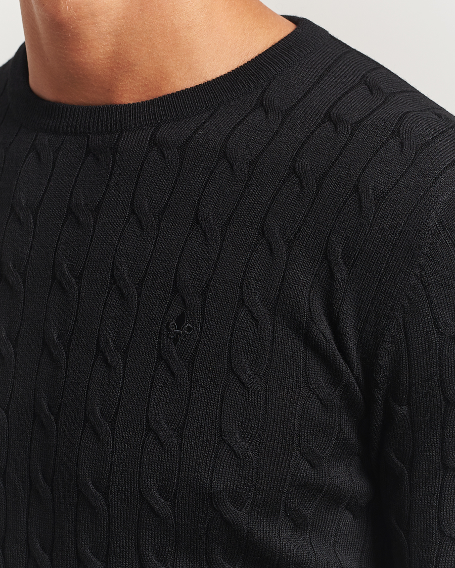 Uomini | Maglieria | Morris | Merino Cable O-Neck Black