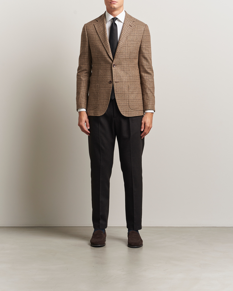 Uomini | Blazers | Morris | Wool Silk Houndstooth Blazer Brown
