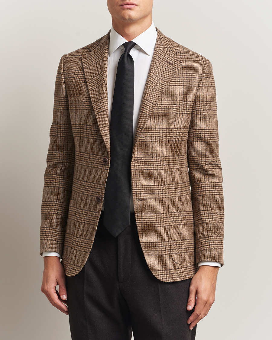 Uomini | Blazers | Morris | Wool Silk Houndstooth Blazer Brown