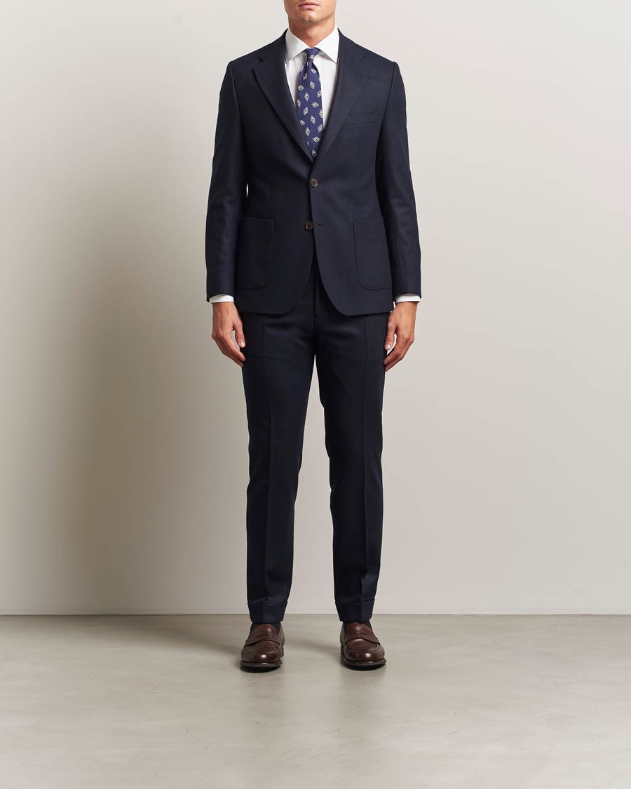 Uomini | Pantaloni | Morris | Jack Flannel Trousers Navy