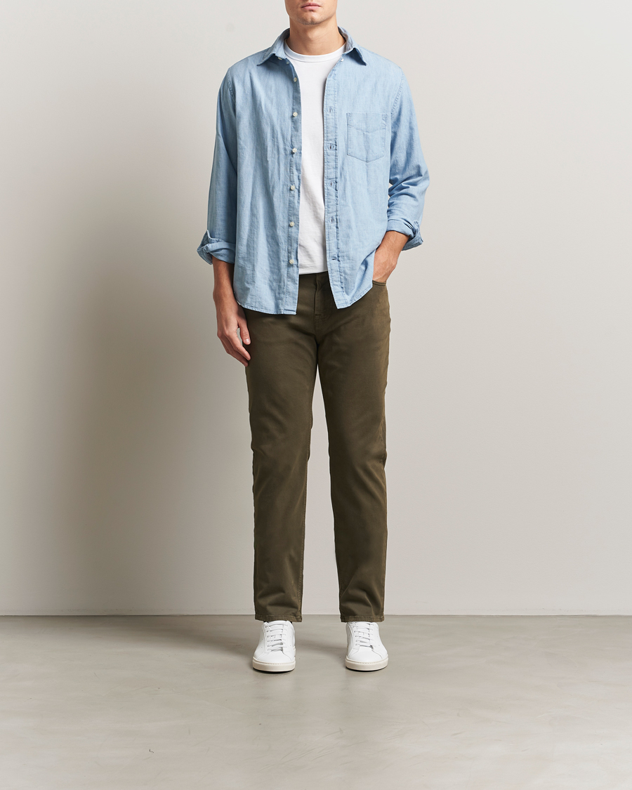 Uomini | Pantaloni | Morris | James Brushed 5-Pocket Pants Olive