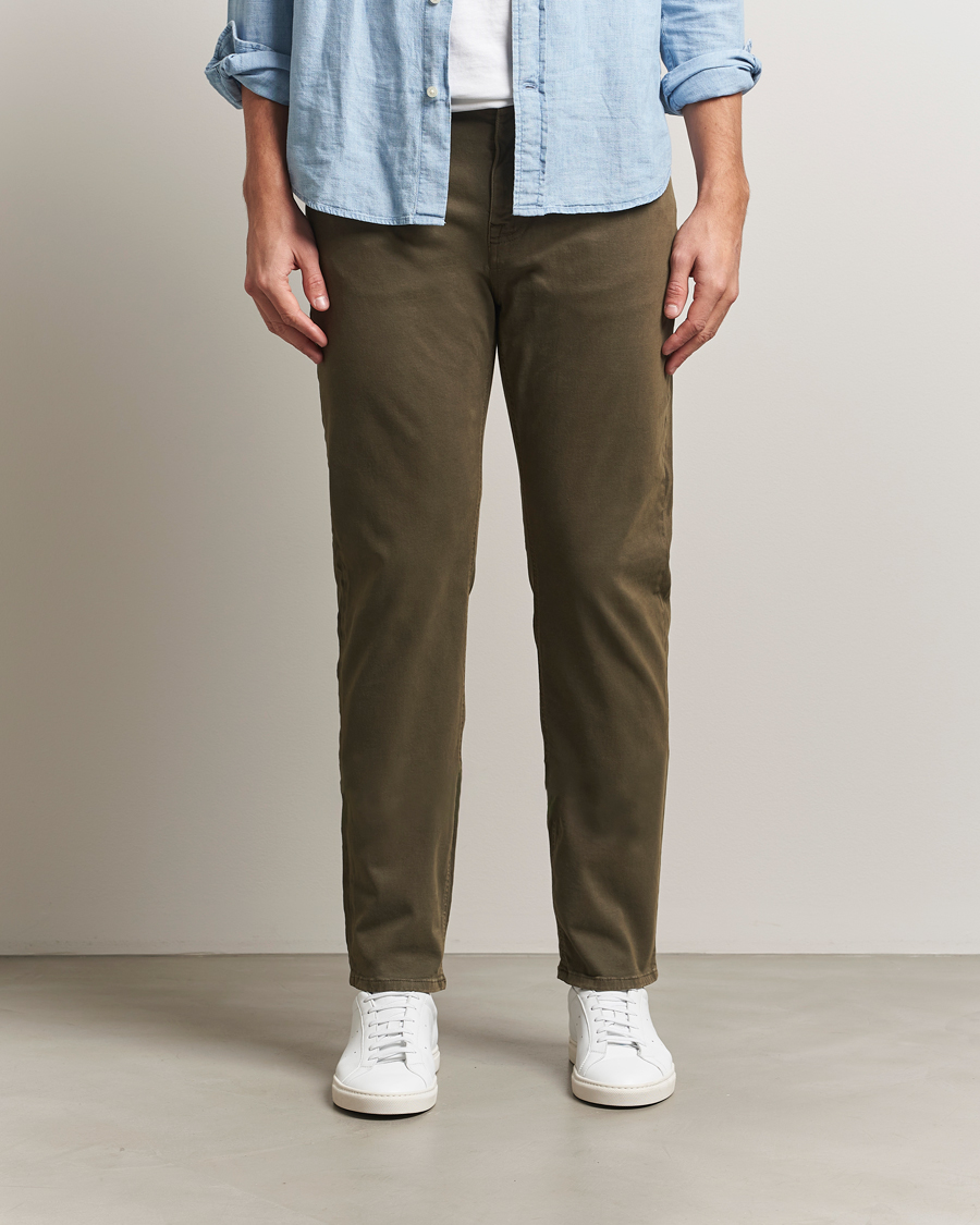 Uomini | Pantaloni | Morris | James Brushed 5-Pocket Pants Olive