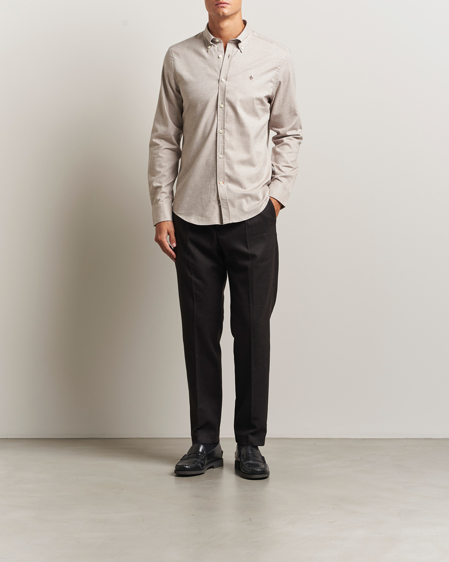 Uomini | Camicie | Morris | Watts Flannel Shirt Khaki