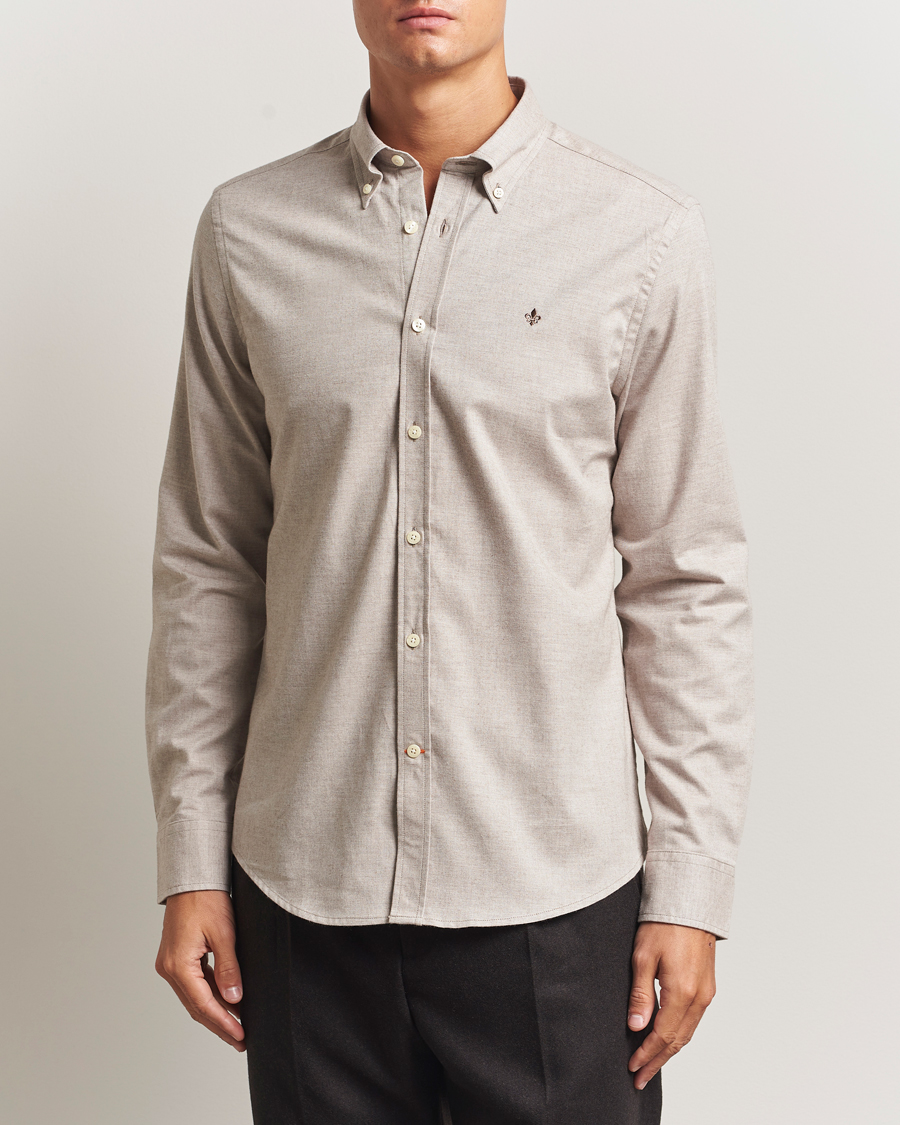 Uomini | Camicie | Morris | Watts Flannel Shirt Khaki