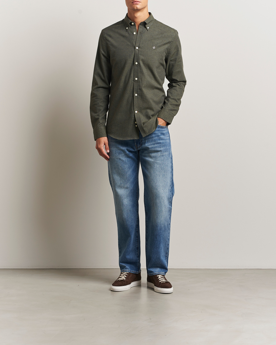 Uomini | Camicie | Morris | Watts Flannel Shirt Olive