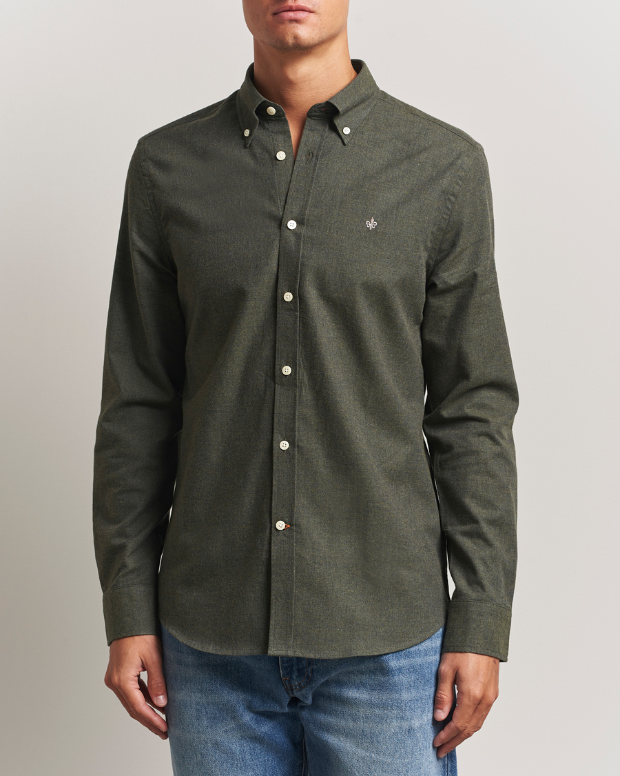 Uomini | Camicie | Morris | Watts Flannel Shirt Olive