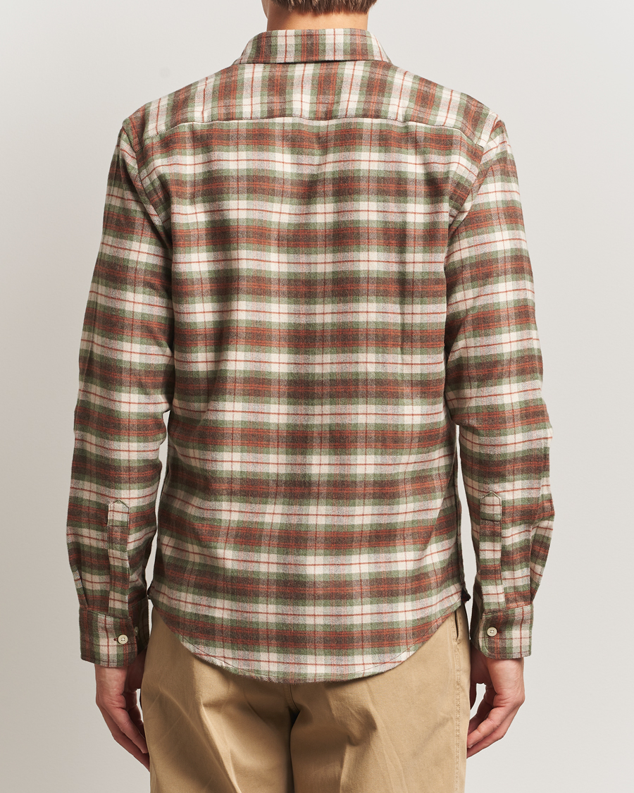 Uomini | Camicie | Morris | Flannel Check Shirt Olive