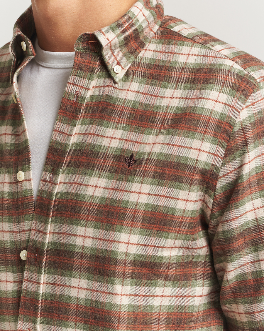 Uomini | Camicie | Morris | Flannel Check Shirt Olive