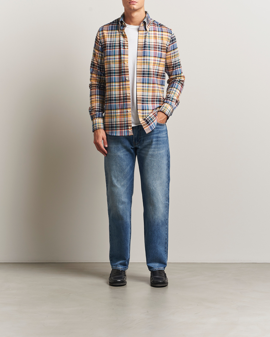 Uomini | Camicie | Morris | Happy Tartan Check Shirt Yellow