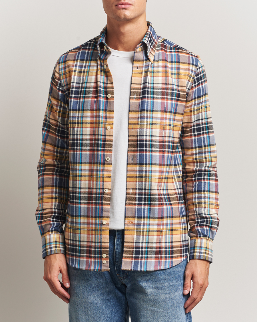 Uomini | Camicie | Morris | Happy Tartan Check Shirt Yellow