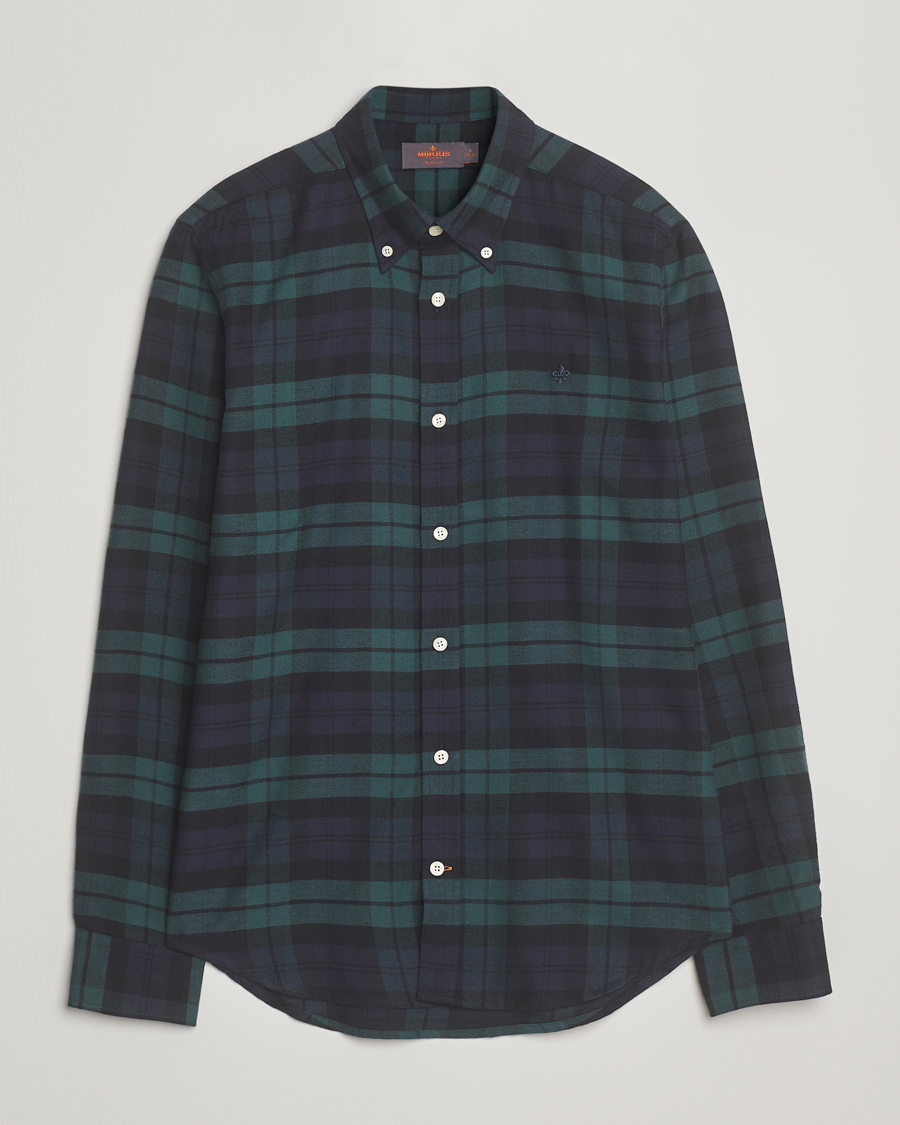 Uomini | Camicie | Morris | Soft Twill Tartan Shirt Navy