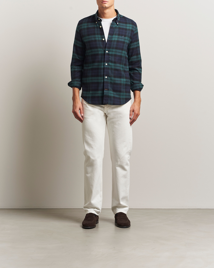 Uomini | Camicie | Morris | Soft Twill Tartan Shirt Navy