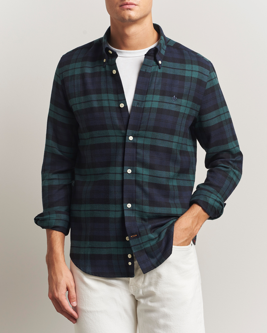 Uomini | Camicie | Morris | Soft Twill Tartan Shirt Navy