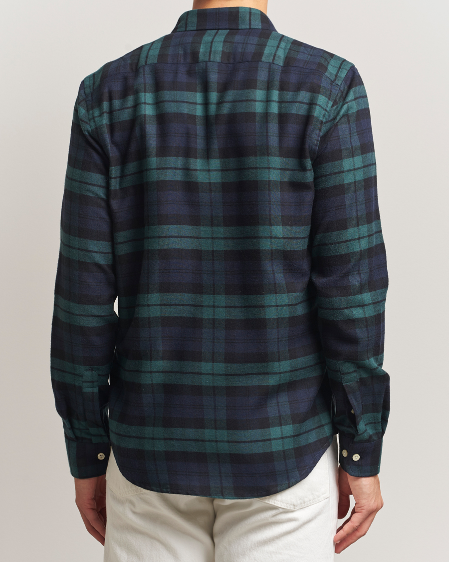 Uomini | Camicie | Morris | Soft Twill Tartan Shirt Navy