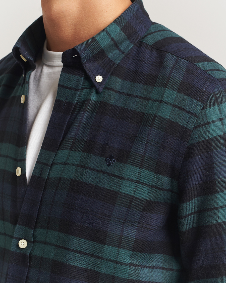 Uomini | Camicie | Morris | Soft Twill Tartan Shirt Navy