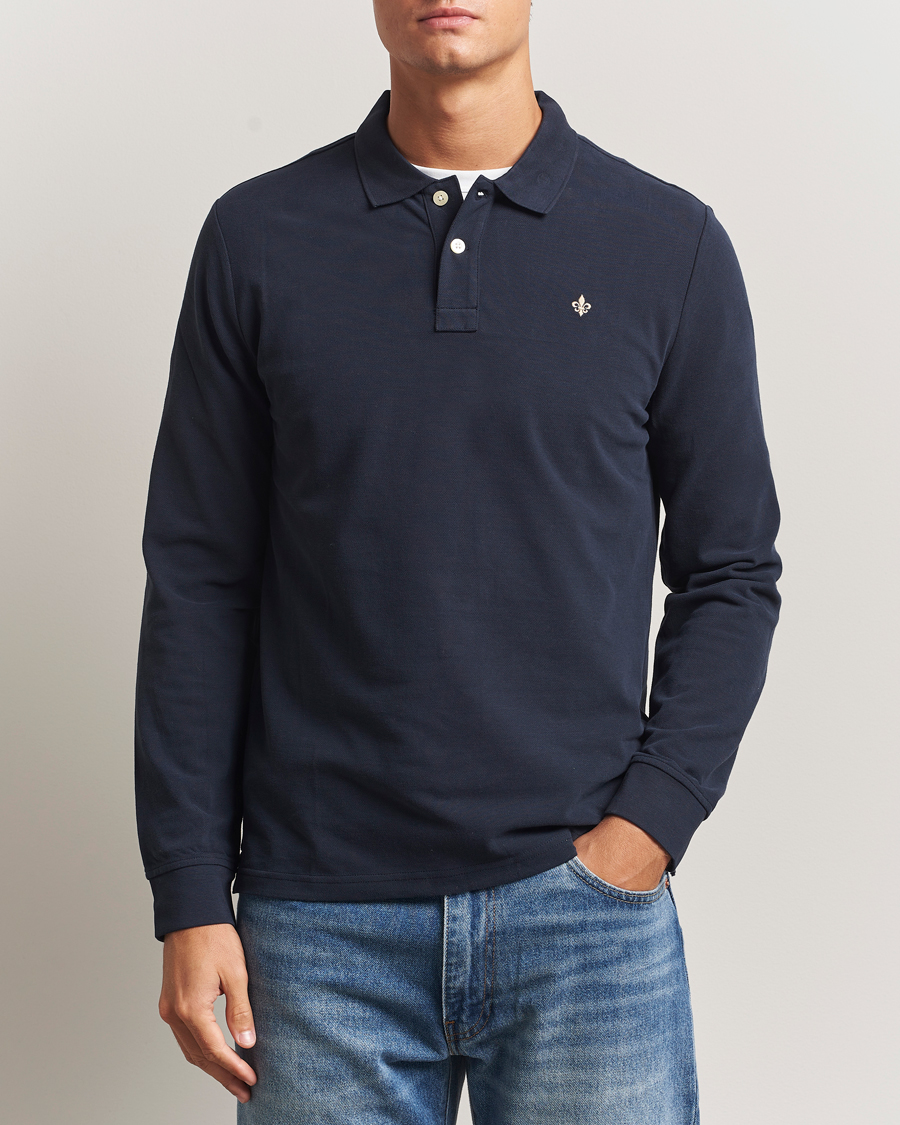 Uomini | Maglieria | Morris | Camden Long Sleeve Polo Shirt Navy