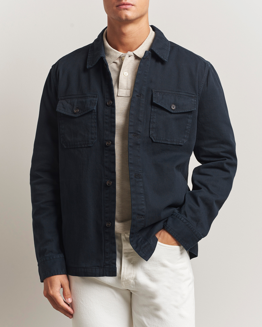 Uomini | Camicie | Morris | Alain Twill Shirt Jacket Old Blue