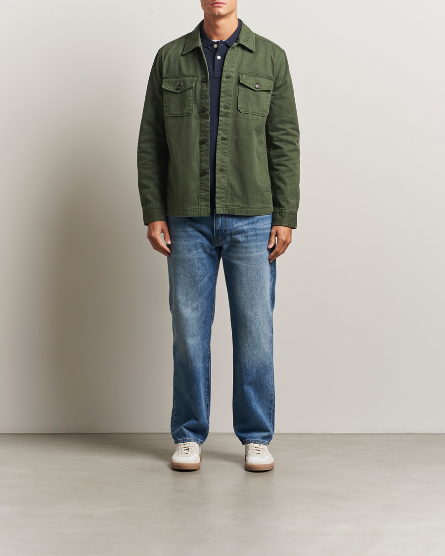 Uomini | Camicie | Morris | Alain Twill Shirt Jacket Olive