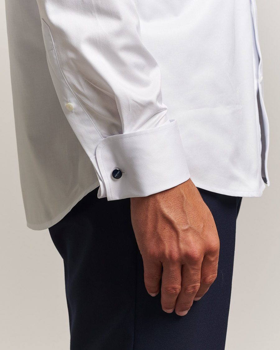 Uomini | Camicie | Stenströms | Regular Fit Cotton Twill Double Cuff Shirt White