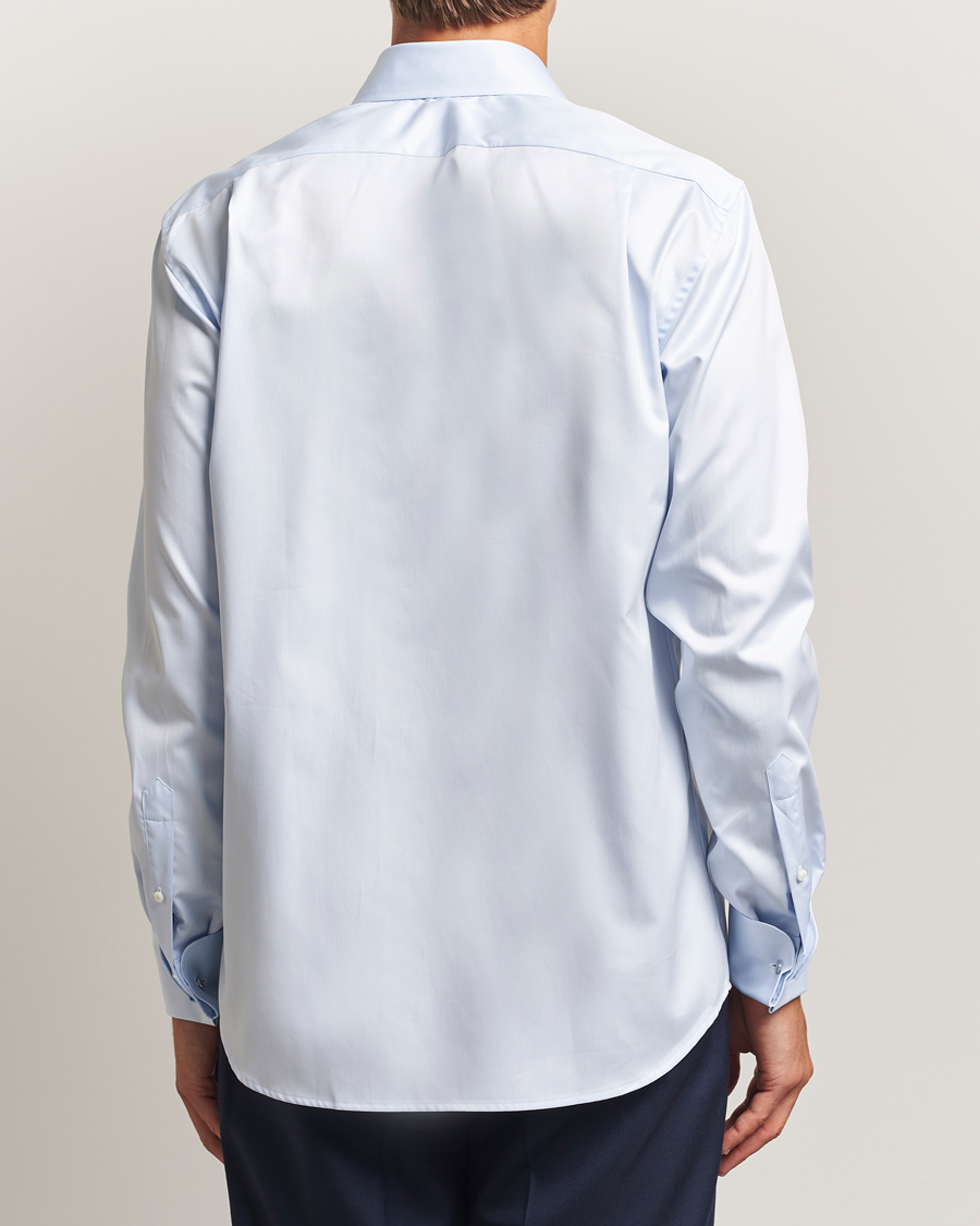 Uomini | Camicie | Stenströms | Regular Fit Cotton Twill Double Cuff Shirt Blue
