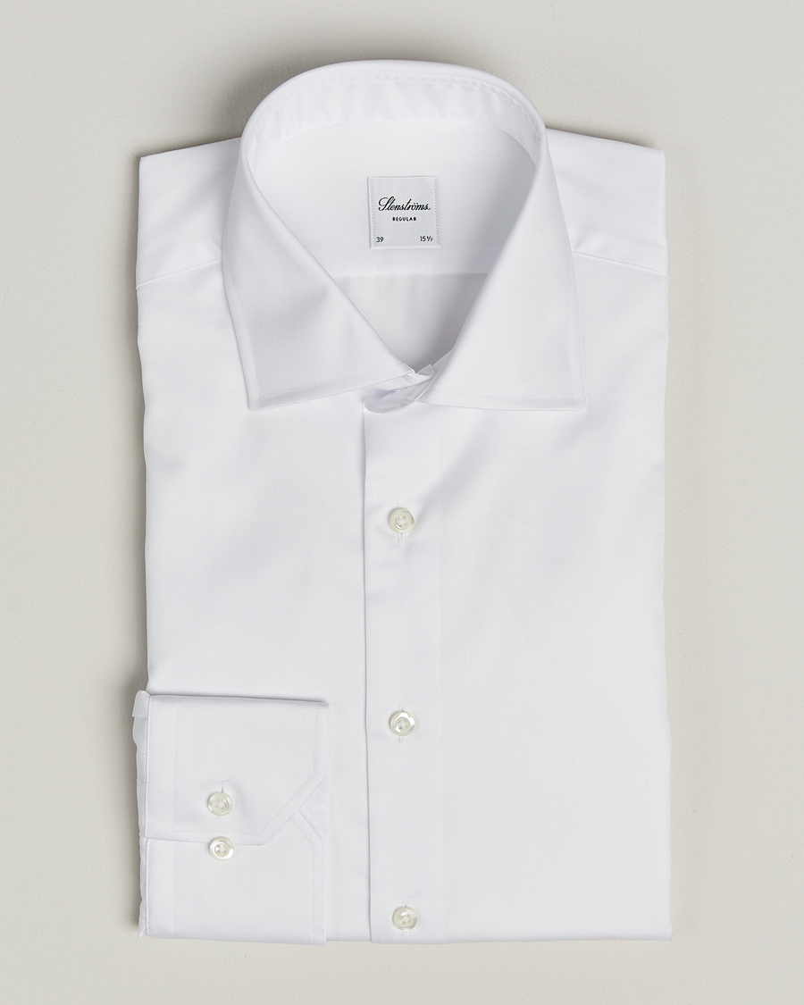 Uomini | Camicie | Stenströms | Regular Fit Cotton Twill Shirt White