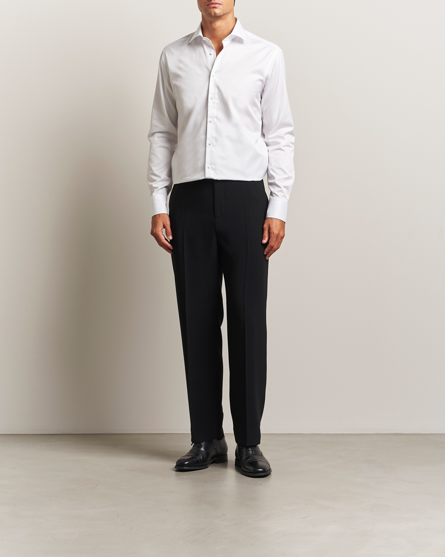 Uomini | Camicie | Stenströms | Regular Fit Cotton Twill Shirt White