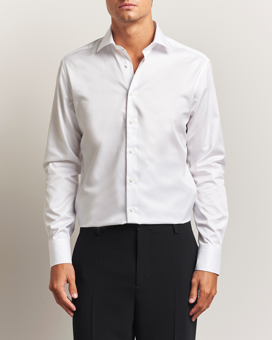 Uomini | Camicie | Stenströms | Regular Fit Cotton Twill Shirt White
