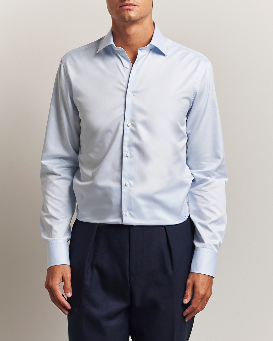 Uomini | Camicie | Stenströms | Regular Fit Cotton Twill Shirt Blue