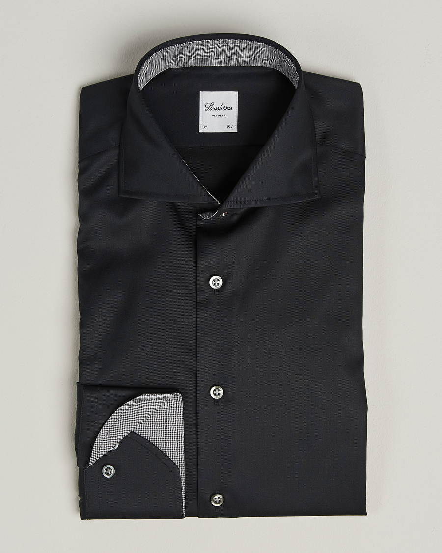 Uomini | Camicie | Stenströms | Regular Fit Contrast Shirt Black
