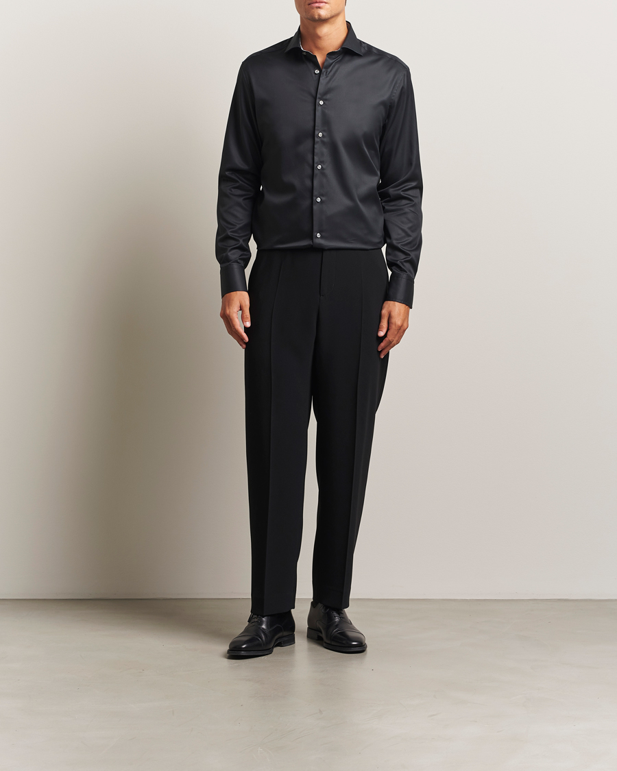 Uomini | Camicie | Stenströms | Regular Fit Contrast Shirt Black